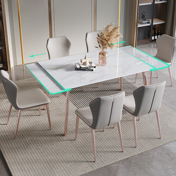 Modern Sintered Stone Top Dining Set Extendable 1/4/5/7 Pieces Dining Room Table Set Clearhalo 'Dining Room Sets' 'Dining Tables & Seating' 'dining_room_set' 'furn' 'furn_dining_room_set' 'Furniture' 'furniture_dining_room_set' 'Kitchen & Dining Furniture' 5052820