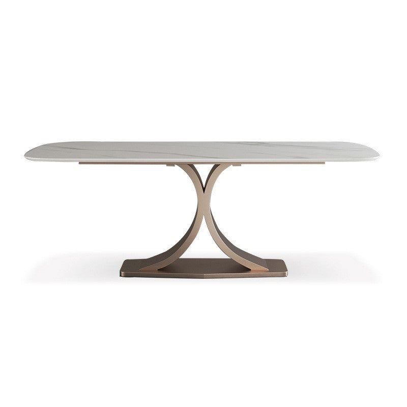 Modern Sintered Stone Top Dining Set Rectangle 1/5/6 Pieces Dining Room Table Set White 79"L x 39"W Clearhalo 'Dining Room Sets' 'Dining Tables & Seating' 'dining_room_set' 'furn' 'furn_dining_room_set' 'Furniture' 'furniture_dining_room_set' 'Kitchen & Dining Furniture' 5052860