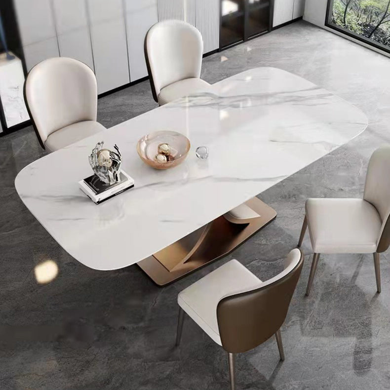 Modern Sintered Stone Top Dining Set Rectangle 1/5/6 Pieces Dining Room Table Set Clearhalo 'Dining Room Sets' 'Dining Tables & Seating' 'dining_room_set' 'furn' 'furn_dining_room_set' 'Furniture' 'furniture_dining_room_set' 'Kitchen & Dining Furniture' 5052866