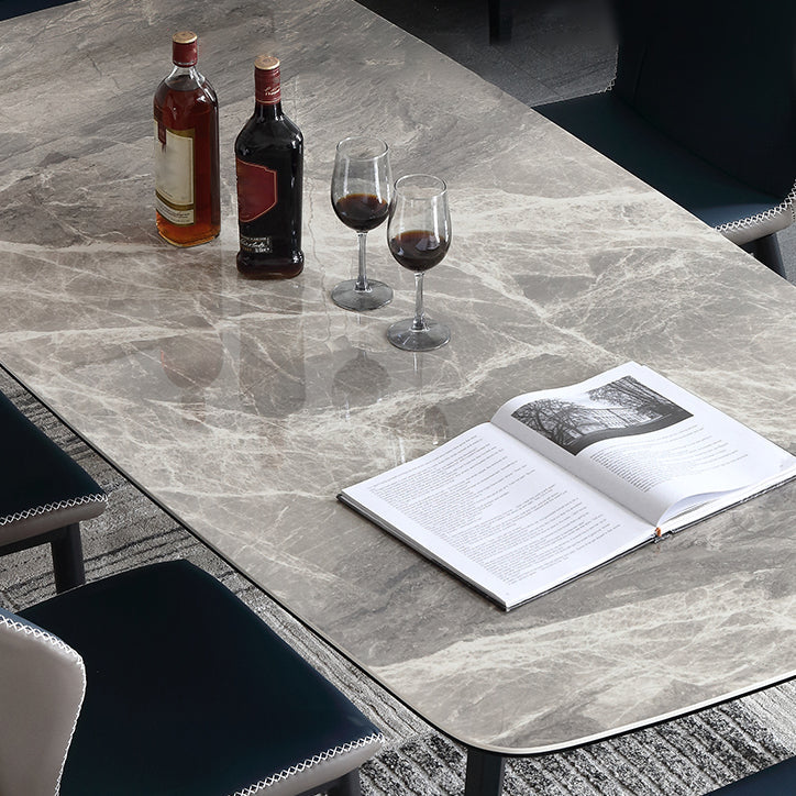 Modern Rectangle Dinette Set 1/2/5/7 Pieces Grey Sintered Stone Top Dining Table Set Clearhalo 'Dining Room Sets' 'Dining Tables & Seating' 'dining_room_set' 'furn' 'furn_dining_room_set' 'Furniture' 'furniture_dining_room_set' 'Kitchen & Dining Furniture' 5052880