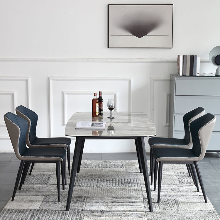 Modern Rectangle Dinette Set 1/2/5/7 Pieces Grey Sintered Stone Top Dining Table Set Clearhalo 'Dining Room Sets' 'Dining Tables & Seating' 'dining_room_set' 'furn' 'furn_dining_room_set' 'Furniture' 'furniture_dining_room_set' 'Kitchen & Dining Furniture' 5052888