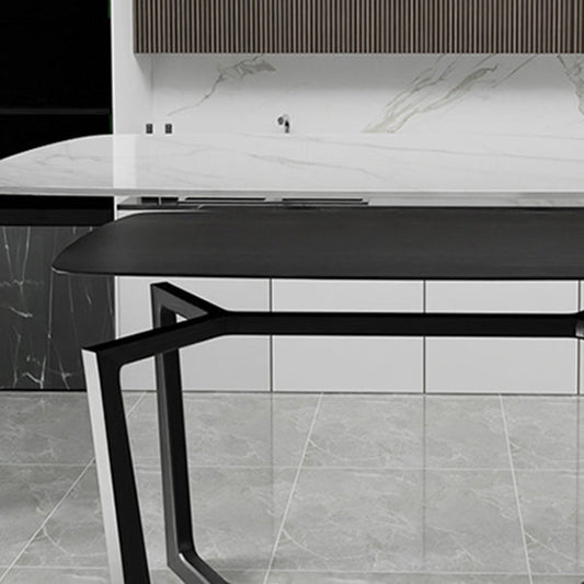 Modern Ash Wood Dinette Set 1/4/5 Pieces Rectangle Sintered Stone Top Dining Table Set Clearhalo 'Dining Room Sets' 'Dining Tables & Seating' 'dining_room_set' 'furn' 'furn_dining_room_set' 'Furniture' 'furniture_dining_room_set' 'Kitchen & Dining Furniture' 5052906