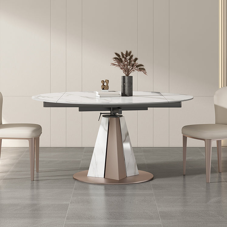 Modern Scalable Dinette Set 1/2/3/7/9 Pieces Round White Sintered Stone Dining Table Set 3 Pieces: Table, 2 Chairs Clearhalo 'Dining Room Sets' 'Dining Tables & Seating' 'dining_room_set' 'furn' 'furn_dining_room_set' 'Furniture' 'furniture_dining_room_set' 'Kitchen & Dining Furniture' 5052948