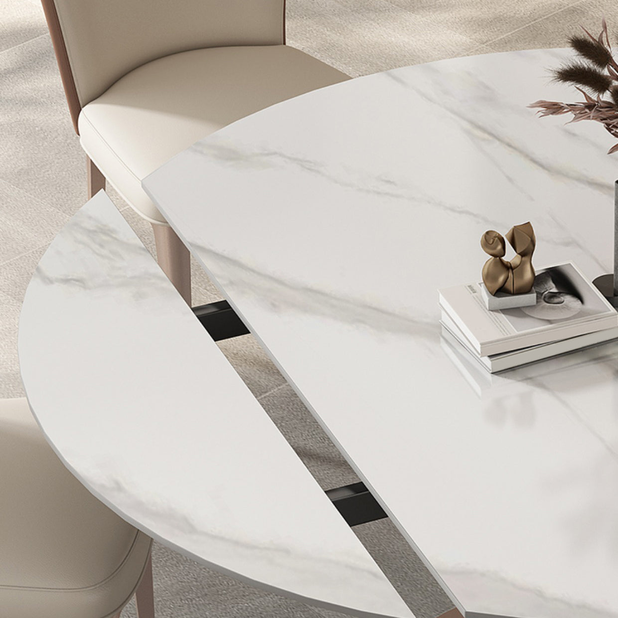 Modern Scalable Dinette Set 1/2/3/7/9 Pieces Round White Sintered Stone Dining Table Set Clearhalo 'Dining Room Sets' 'Dining Tables & Seating' 'dining_room_set' 'furn' 'furn_dining_room_set' 'Furniture' 'furniture_dining_room_set' 'Kitchen & Dining Furniture' 5052950