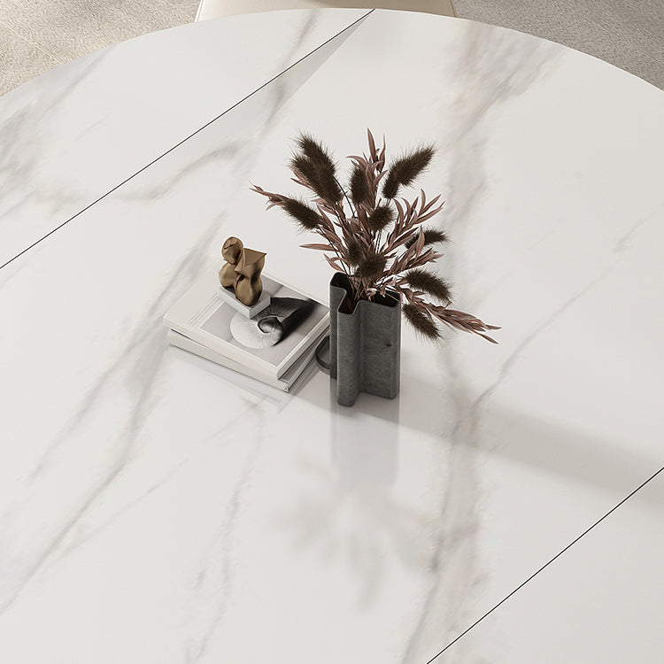 Modern Scalable Dinette Set 1/2/3/7/9 Pieces Round White Sintered Stone Dining Table Set Clearhalo 'Dining Room Sets' 'Dining Tables & Seating' 'dining_room_set' 'furn' 'furn_dining_room_set' 'Furniture' 'furniture_dining_room_set' 'Kitchen & Dining Furniture' 5052951