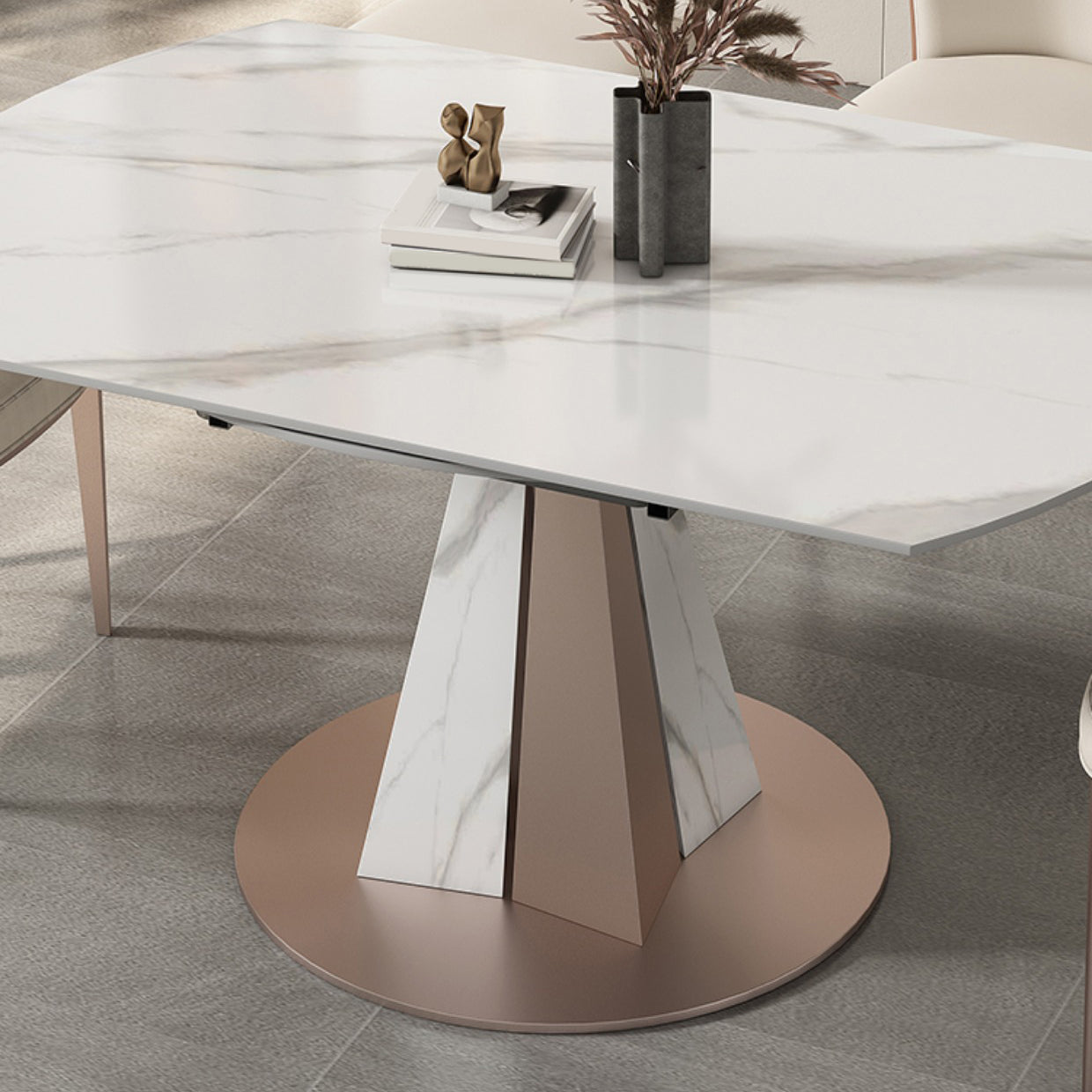 Modern Scalable Dinette Set 1/2/3/7/9 Pieces Round White Sintered Stone Dining Table Set Clearhalo 'Dining Room Sets' 'Dining Tables & Seating' 'dining_room_set' 'furn' 'furn_dining_room_set' 'Furniture' 'furniture_dining_room_set' 'Kitchen & Dining Furniture' 5052953