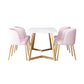 Glam Iron Dinette Set 1/2/5 Pieces Dining Table Set with Rectangle Sintered Stone Top 5 Pieces: Table, 4 Dark Pink Chairs Clearhalo 'Dining Room Sets' 'Dining Tables & Seating' 'dining_room_set' 'furn' 'furn_dining_room_set' 'Furniture' 'furniture_dining_room_set' 'Kitchen & Dining Furniture' 5052961