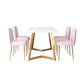 Glam Iron Dinette Set 1/2/5 Pieces Dining Table Set with Rectangle Sintered Stone Top 5 Pieces: Table, 4 Light Pink Chairs Clearhalo 'Dining Room Sets' 'Dining Tables & Seating' 'dining_room_set' 'furn' 'furn_dining_room_set' 'Furniture' 'furniture_dining_room_set' 'Kitchen & Dining Furniture' 5052962