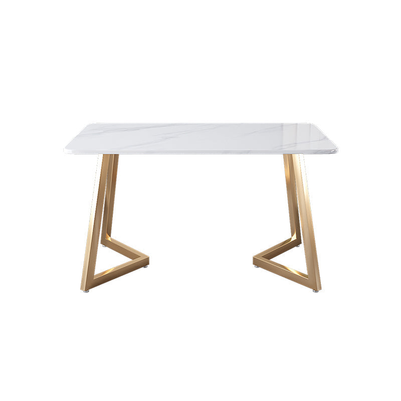 Glam Iron Dinette Set 1/2/5 Pieces Dining Table Set with Rectangle Sintered Stone Top Clearhalo 'Dining Room Sets' 'Dining Tables & Seating' 'dining_room_set' 'furn' 'furn_dining_room_set' 'Furniture' 'furniture_dining_room_set' 'Kitchen & Dining Furniture' 5052966