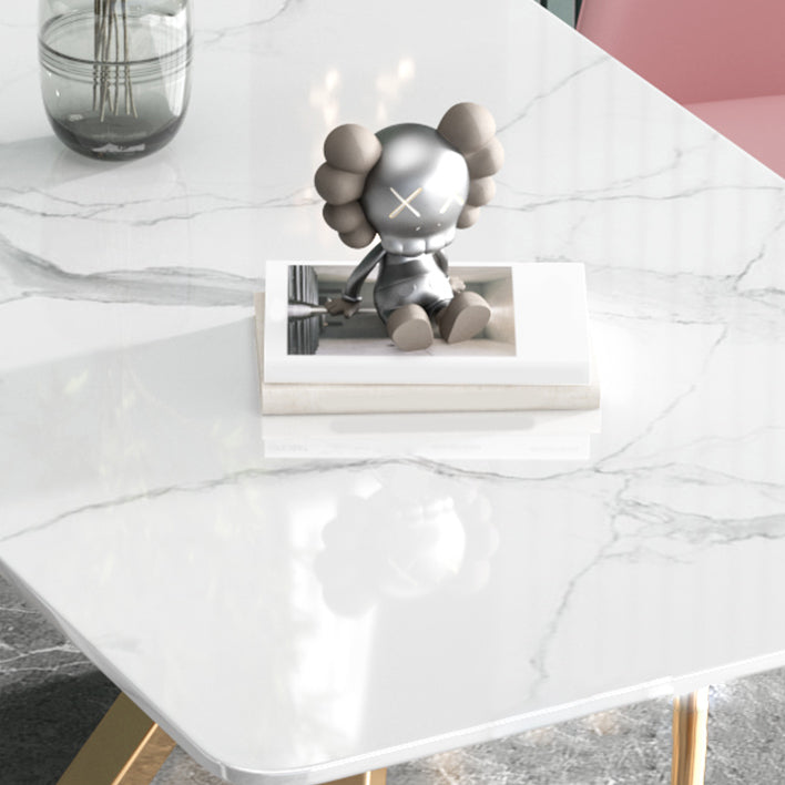 Glam Iron Dinette Set 1/2/5 Pieces Dining Table Set with Rectangle Sintered Stone Top Clearhalo 'Dining Room Sets' 'Dining Tables & Seating' 'dining_room_set' 'furn' 'furn_dining_room_set' 'Furniture' 'furniture_dining_room_set' 'Kitchen & Dining Furniture' 5052971