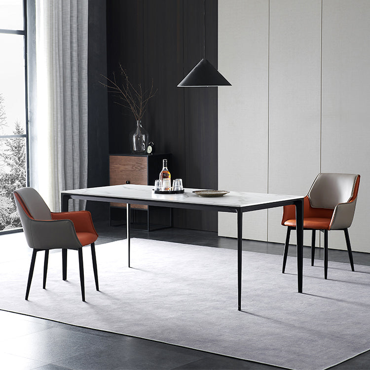 Modern Dinette Set 1/3/4 Pieces Rectangle White Sintered Stone Top Dining Table Set Clearhalo 'Dining Room Sets' 'Dining Tables & Seating' 'dining_room_set' 'furn' 'furn_dining_room_set' 'Furniture' 'furniture_dining_room_set' 'Kitchen & Dining Furniture' 5052989