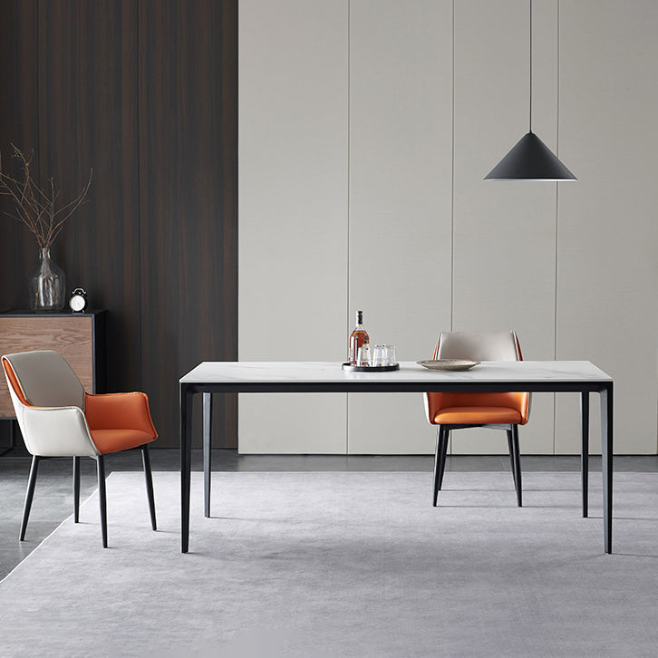 Modern Dinette Set 1/3/4 Pieces Rectangle White Sintered Stone Top Dining Table Set Clearhalo 'Dining Room Sets' 'Dining Tables & Seating' 'dining_room_set' 'furn' 'furn_dining_room_set' 'Furniture' 'furniture_dining_room_set' 'Kitchen & Dining Furniture' 5052991