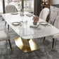 Glam Dinette Set 1/2/5/7 Pieces Rectangle White Sintered Stone Top Dining Table Set Clearhalo 'Dining Room Sets' 'Dining Tables & Seating' 'dining_room_set' 'furn' 'furn_dining_room_set' 'Furniture' 'furniture_dining_room_set' 'Kitchen & Dining Furniture' 5053008