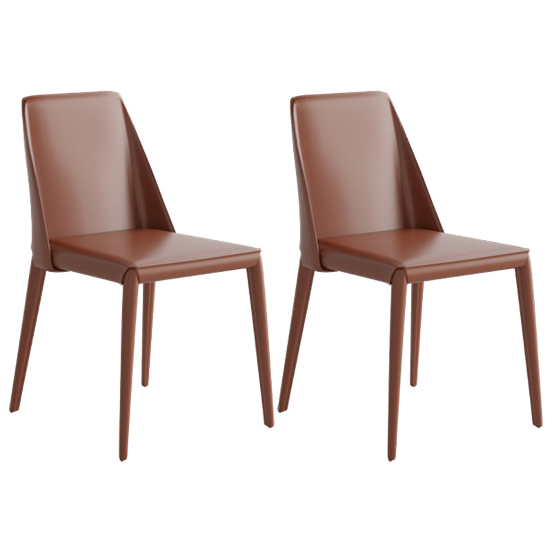 Modern Steel Dinette Set 1/2/7 Pieces Rectangle White Sintered Stone Top Dining Table Set 2 Brown Chairs Clearhalo 'Dining Room Sets' 'Dining Tables & Seating' 'dining_room_set' 'furn' 'furn_dining_room_set' 'Furniture' 'furniture_dining_room_set' 'Kitchen & Dining Furniture' 5053020