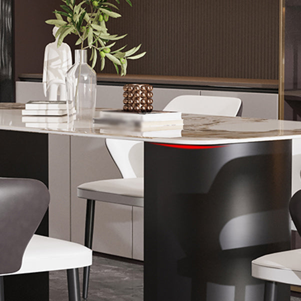 Modern Steel Dinette Set 1/2/7 Pieces Rectangle White Sintered Stone Top Dining Table Set Clearhalo 'Dining Room Sets' 'Dining Tables & Seating' 'dining_room_set' 'furn' 'furn_dining_room_set' 'Furniture' 'furniture_dining_room_set' 'Kitchen & Dining Furniture' 5053029