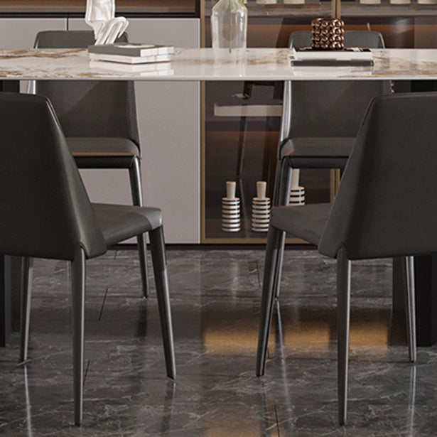 Modern Steel Dinette Set 1/2/7 Pieces Rectangle White Sintered Stone Top Dining Table Set Clearhalo 'Dining Room Sets' 'Dining Tables & Seating' 'dining_room_set' 'furn' 'furn_dining_room_set' 'Furniture' 'furniture_dining_room_set' 'Kitchen & Dining Furniture' 5053031