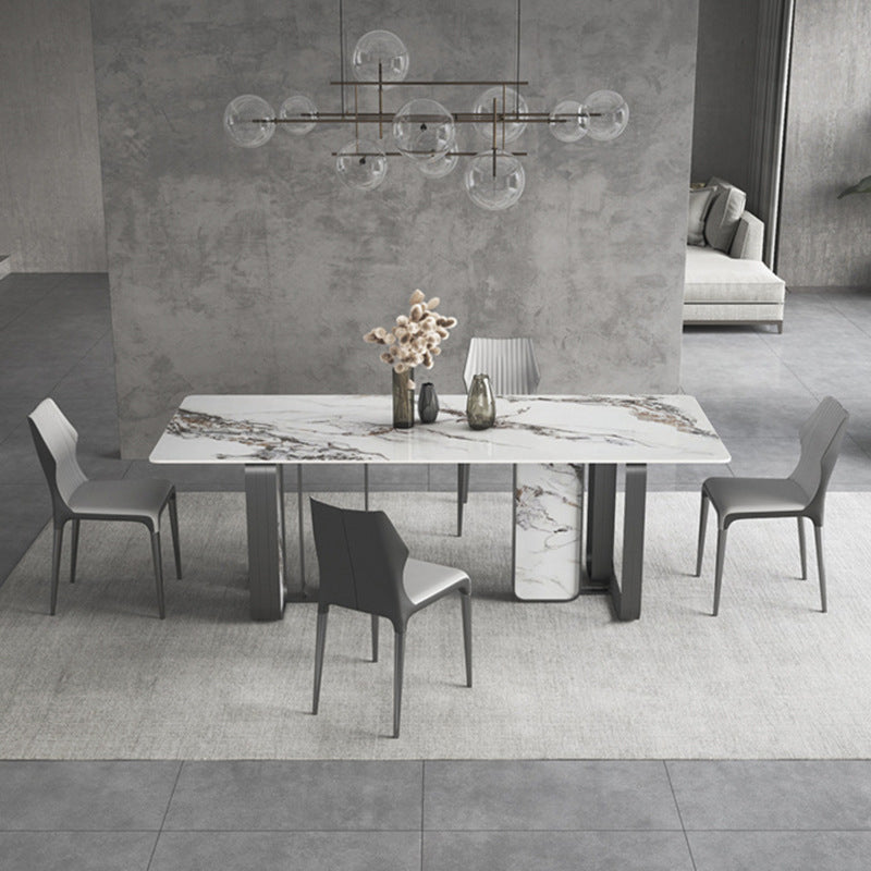 Designer Style Sintered Stone Top Dining Set Rectangle 1/3/4/5/6/9 Pieces Dining Table Set 5 Pieces: Table, 4 Chairs Clearhalo 'Dining Room Sets' 'Dining Tables & Seating' 'dining_room_set' 'furn' 'furn_dining_room_set' 'Furniture' 'furniture_dining_room_set' 'Kitchen & Dining Furniture' 5053045
