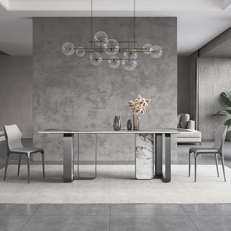 Designer Style Sintered Stone Top Dining Set Rectangle 1/3/4/5/6/9 Pieces Dining Table Set 3 Pieces: Table, 2 Chairs Clearhalo 'Dining Room Sets' 'Dining Tables & Seating' 'dining_room_set' 'furn' 'furn_dining_room_set' 'Furniture' 'furniture_dining_room_set' 'Kitchen & Dining Furniture' 5053047