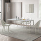 Modern Rectangle Dining Table Stone Top Table with Metal Base in White 70.9"L x 35.4"W x 29.5"H Clearhalo 'Dining Tables & Seating' 'Dining Tables' 'dining_table' 'Furniture' 'furniture_dining_table' 'Kitchen & Dining Furniture' 5053061