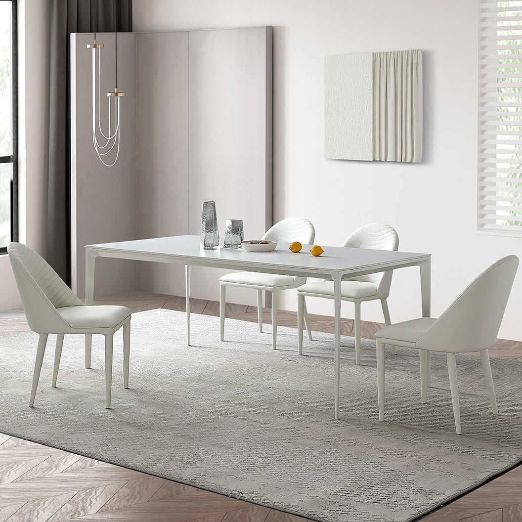 Modern Rectangle Dining Table Stone Top Table with Metal Base in White 70.9"L x 35.4"W x 29.5"H Clearhalo 'Dining Tables & Seating' 'Dining Tables' 'dining_table' 'Furniture' 'furniture_dining_table' 'Kitchen & Dining Furniture' 5053061