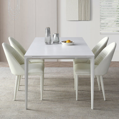 Modern Rectangle Dining Table Stone Top Table with Metal Base in White 51.2"L x 27.6"W x 29.5"H Clearhalo 'Dining Tables & Seating' 'Dining Tables' 'dining_table' 'Furniture' 'furniture_dining_table' 'Kitchen & Dining Furniture' 5053062