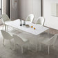 Modern Rectangle Dining Table Stone Top Table with Metal Base in White 63"L x 31.5"W x 29.5"H Clearhalo 'Dining Tables & Seating' 'Dining Tables' 'dining_table' 'Furniture' 'furniture_dining_table' 'Kitchen & Dining Furniture' 5053063