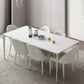 Modern Rectangle Dining Table Stone Top Table with Metal Base in White Clearhalo 'Dining Tables & Seating' 'Dining Tables' 'dining_table' 'Furniture' 'furniture_dining_table' 'Kitchen & Dining Furniture' 5053069