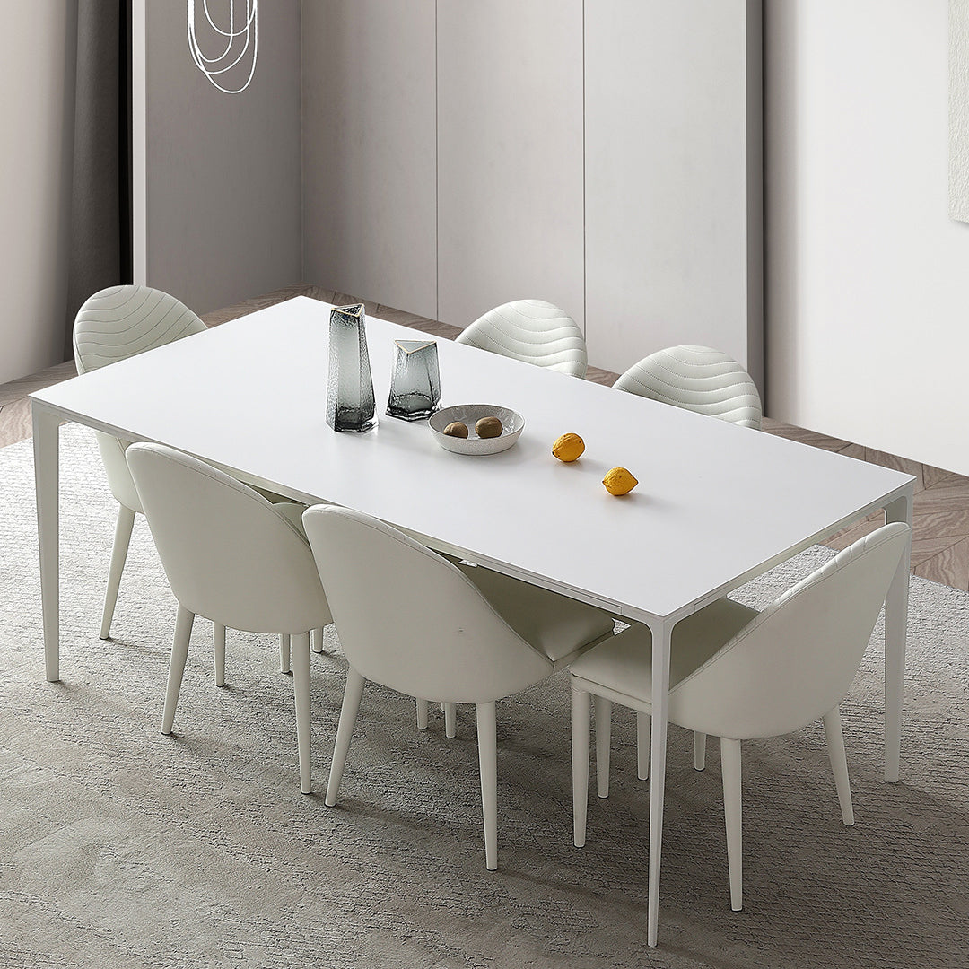Modern Rectangle Dining Table Stone Top Table with Metal Base in White Clearhalo 'Dining Tables & Seating' 'Dining Tables' 'dining_table' 'Furniture' 'furniture_dining_table' 'Kitchen & Dining Furniture' 5053069