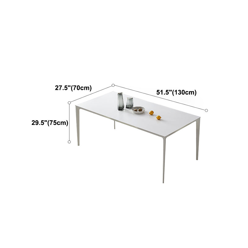 Modern Rectangle Dining Table Stone Top Table with Metal Base in White Clearhalo 'Dining Tables & Seating' 'Dining Tables' 'dining_table' 'Furniture' 'furniture_dining_table' 'Kitchen & Dining Furniture' 5053070