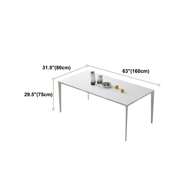 Modern Rectangle Dining Table Stone Top Table with Metal Base in White Clearhalo 'Dining Tables & Seating' 'Dining Tables' 'dining_table' 'Furniture' 'furniture_dining_table' 'Kitchen & Dining Furniture' 5053072