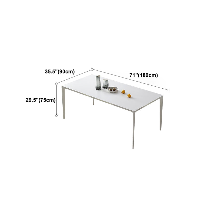 Modern Rectangle Dining Table Stone Top Table with Metal Base in White Clearhalo 'Dining Tables & Seating' 'Dining Tables' 'dining_table' 'Furniture' 'furniture_dining_table' 'Kitchen & Dining Furniture' 5053073