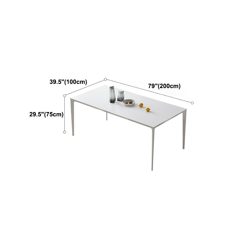 Modern Rectangle Dining Table Stone Top Table with Metal Base in White Clearhalo 'Dining Tables & Seating' 'Dining Tables' 'dining_table' 'Furniture' 'furniture_dining_table' 'Kitchen & Dining Furniture' 5053074