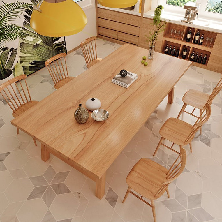 Rectangle Wood Dining Table for Restaurant Modern Pine Table with Trestle Base 78.7"L x 35.4"W x 29.5"H Without Chairs Clearhalo 'Dining Tables & Seating' 'Dining Tables' 'dining_table' 'furn' 'furn_dining_table' 'Furniture' 'furniture_dining_table' 'Kitchen & Dining Furniture' 5053089