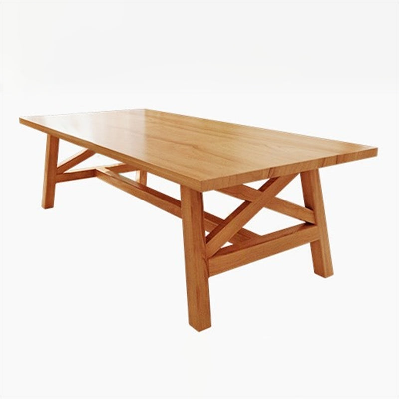 Rectangle Wood Dining Table for Restaurant Modern Pine Table with Trestle Base 94.5"L x 47.2"W x 29.5"H Without Chairs Clearhalo 'Dining Tables & Seating' 'Dining Tables' 'dining_table' 'furn' 'furn_dining_table' 'Furniture' 'furniture_dining_table' 'Kitchen & Dining Furniture' 5053092