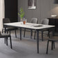 Modern Rectangle Dining Table Stone Top Table with Stainless Steel 4 Legs 51.2"L x 31.5"W x 29.9"H Without Chairs Clearhalo 'Dining Tables & Seating' 'Dining Tables' 'dining_table' 'furn' 'furn_dining_table' 'Furniture' 'furniture_dining_table' 'Kitchen & Dining Furniture' 5053104