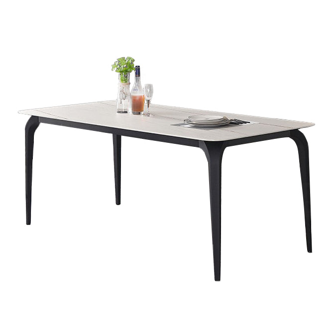 Modern Rectangle Dining Table Stone Top Table with Stainless Steel 4 Legs Without Chairs Clearhalo 'Dining Tables & Seating' 'Dining Tables' 'dining_table' 'furn' 'furn_dining_table' 'Furniture' 'furniture_dining_table' 'Kitchen & Dining Furniture' 5053106