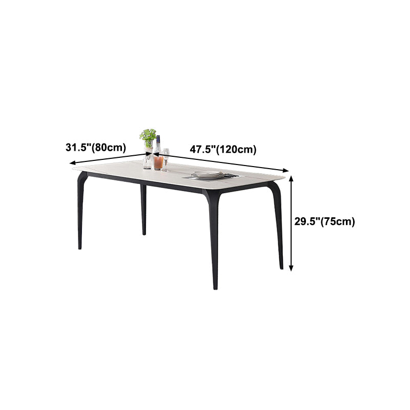 Modern Rectangle Dining Table Stone Top Table with Stainless Steel 4 Legs Clearhalo 'Dining Tables & Seating' 'Dining Tables' 'dining_table' 'furn' 'furn_dining_table' 'Furniture' 'furniture_dining_table' 'Kitchen & Dining Furniture' 5053109