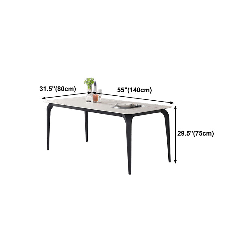 Modern Rectangle Dining Table Stone Top Table with Stainless Steel 4 Legs Clearhalo 'Dining Tables & Seating' 'Dining Tables' 'dining_table' 'furn' 'furn_dining_table' 'Furniture' 'furniture_dining_table' 'Kitchen & Dining Furniture' 5053111
