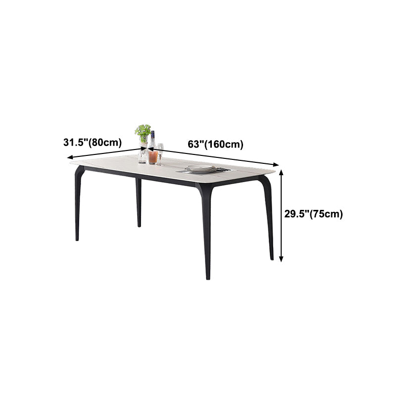 Modern Rectangle Dining Table Stone Top Table with Stainless Steel 4 Legs Clearhalo 'Dining Tables & Seating' 'Dining Tables' 'dining_table' 'furn' 'furn_dining_table' 'Furniture' 'furniture_dining_table' 'Kitchen & Dining Furniture' 5053112