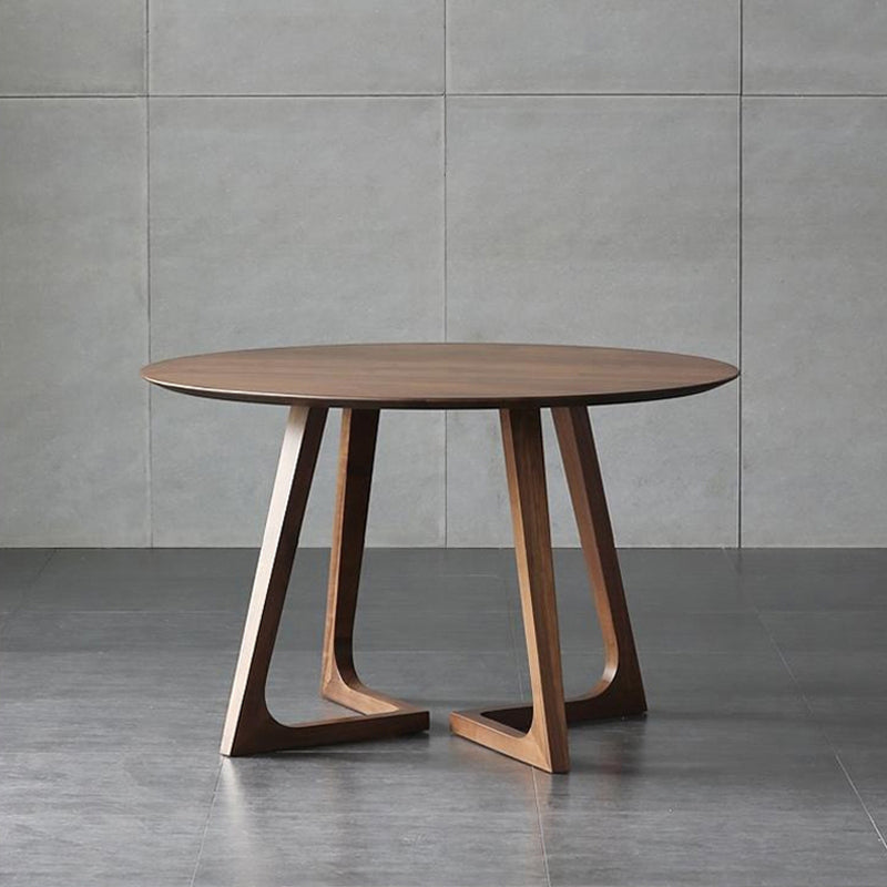 Round Wood Color Dining Table Pinewood Table Contemporary with Double Pedestal 51.2"L x 51.2"W x 29.5"H Without Chairs Clearhalo 'Dining Tables & Seating' 'Dining Tables' 'dining_table' 'furn' 'furn_dining_table' 'Furniture' 'furniture_dining_table' 'Kitchen & Dining Furniture' 5053116
