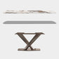 Rectangle Dining Table Stone Top Table with Stainless Steel Pedestal Base Clearhalo 'Dining Tables & Seating' 'Dining Tables' 'dining_table' 'furn' 'furn_dining_table' 'Furniture' 'furniture_dining_table' 'Kitchen & Dining Furniture' 5053131