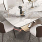 Rectangle Dining Table Stone Top Table with Stainless Steel Pedestal Base Clearhalo 'Dining Tables & Seating' 'Dining Tables' 'dining_table' 'furn' 'furn_dining_table' 'Furniture' 'furniture_dining_table' 'Kitchen & Dining Furniture' 5053133