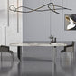 Metal Contemporary Rectangular Dining Table Sintered Stone Table with Double Pedestal 70.9"L x 35.4"W x 29.5"H Without Chairs Clearhalo 'Dining Tables & Seating' 'Dining Tables' 'dining_table' 'furn' 'furn_dining_table' 'Furniture' 'furniture_dining_table' 'Kitchen & Dining Furniture' 5053141
