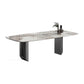 Metal Contemporary Rectangular Dining Table Sintered Stone Table with Double Pedestal 59.1"L x 31.5"W x 29.5"H Without Chairs Clearhalo 'Dining Tables & Seating' 'Dining Tables' 'dining_table' 'furn' 'furn_dining_table' 'Furniture' 'furniture_dining_table' 'Kitchen & Dining Furniture' 5053145