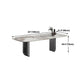 Metal Contemporary Rectangular Dining Table Sintered Stone Table with Double Pedestal Clearhalo 'Dining Tables & Seating' 'Dining Tables' 'dining_table' 'furn' 'furn_dining_table' 'Furniture' 'furniture_dining_table' 'Kitchen & Dining Furniture' 5053150