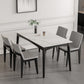 Medieval Modern Sintered Stone Top Dining Table Rectangle Table with 4 Legs White 59.1"L x 35.4"W x 29.5"H Without Chairs Clearhalo 'Dining Tables & Seating' 'Dining Tables' 'dining_table' 'furn' 'furn_dining_table' 'Furniture' 'furniture_dining_table' 'Kitchen & Dining Furniture' 5053165