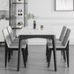 Medieval Modern Sintered Stone Top Dining Table Rectangle Table with 4 Legs White 63"L x 35.4"W x 29.5"H Without Chairs Clearhalo 'Dining Tables & Seating' 'Dining Tables' 'dining_table' 'furn' 'furn_dining_table' 'Furniture' 'furniture_dining_table' 'Kitchen & Dining Furniture' 5053168