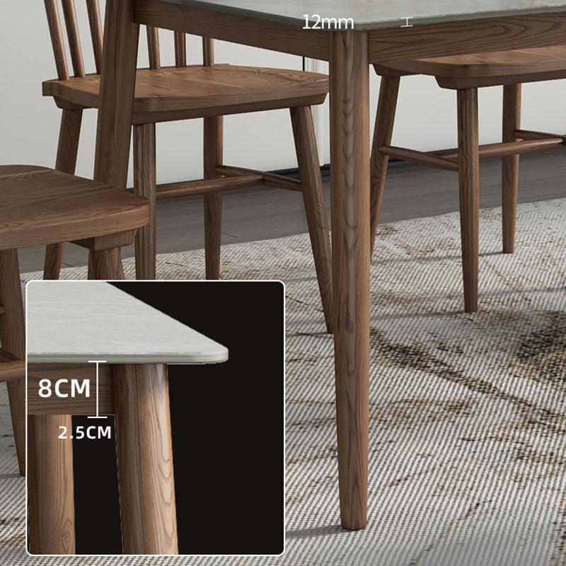 Sintered Stone Rectangle Dining Table Medieval Modern Table with Wooden 4 Legs Clearhalo 'Dining Tables & Seating' 'Dining Tables' 'dining_table' 'furn' 'furn_dining_table' 'Furniture' 'furniture_dining_table' 'Kitchen & Dining Furniture' 5053186