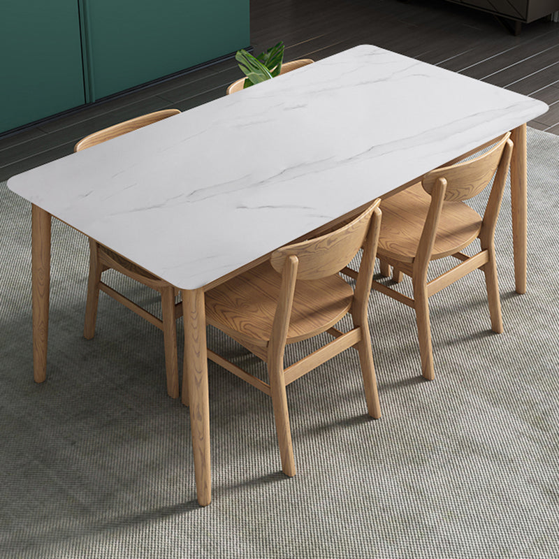 Sintered Stone Rectangle Dining Table Medieval Modern Table with Wooden 4 Legs Clearhalo 'Dining Tables & Seating' 'Dining Tables' 'dining_table' 'furn' 'furn_dining_table' 'Furniture' 'furniture_dining_table' 'Kitchen & Dining Furniture' 5053192