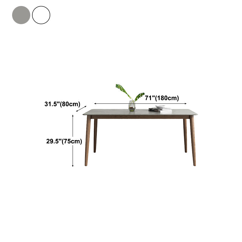 Sintered Stone Rectangle Dining Table Medieval Modern Table with Wooden 4 Legs Clearhalo 'Dining Tables & Seating' 'Dining Tables' 'dining_table' 'furn' 'furn_dining_table' 'Furniture' 'furniture_dining_table' 'Kitchen & Dining Furniture' 5053197